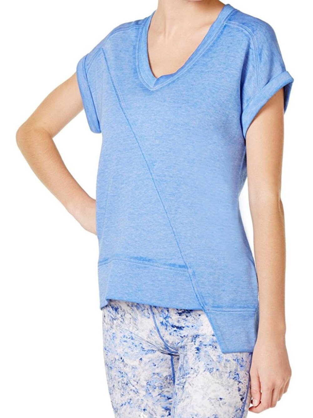 Calvin Klein Womens Performance Asymmetrical-Hem Active Pullover Top